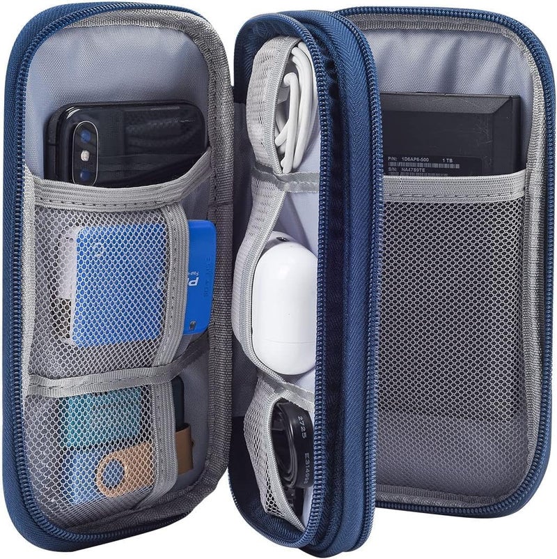 CAOODKDK Electronic Organizer Travel Cable Accessories Bag, Electronic Organizer Case, Electronic Accessories Organizer Bag for Power Bank, Charging Cords, USB Cable, Earphones (Navy Blue) - Image 5